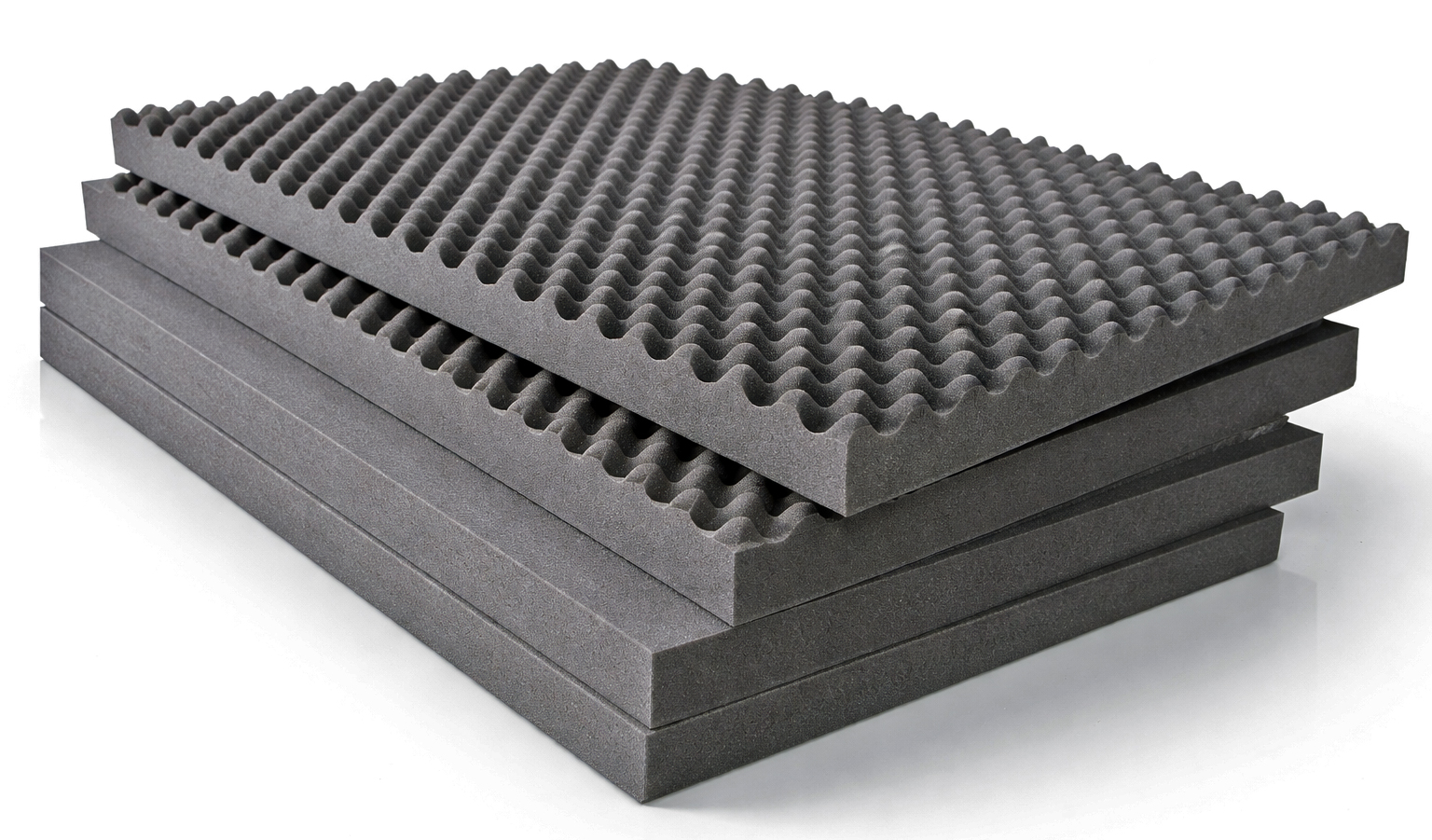 F-2吸音材を平板・波型（プロファイル）に加工した製品例