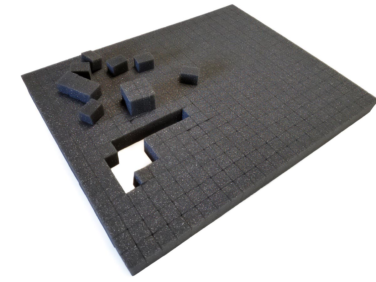 30mm厚×360mm×460mmサイズのブロックタイプ緩衝材。
1シートあたり20×20mmブロックが414ピースに分かれており、各ブロックには約2mmのミシン目が入っています。
もぎ取り式のため、収納物の形状に合わせて自由に加工可能です。
ハードタイプとソフトタイプの2種類をご用意しており、用途に応じた使い分けができます。 30mm厚・360×460mmサイズのケース用ブロックスポンジ(20×20mmミシン目入り・414ピース)DIY加工対応