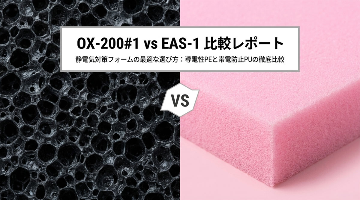 OX-200#1とEAS-1の違いを比較する静電気対策スポンジの選定ガイド画像