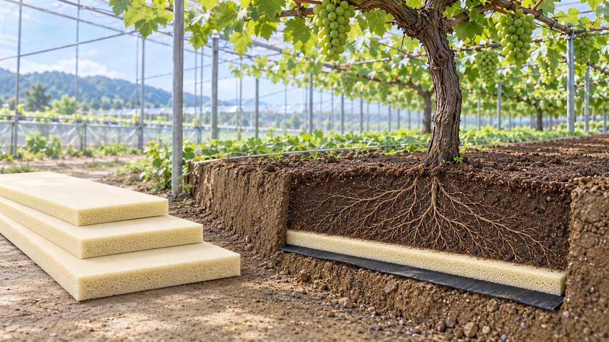 ブドウ根域制限栽培用ウレタンマット｜下敷き・保護材の加工例